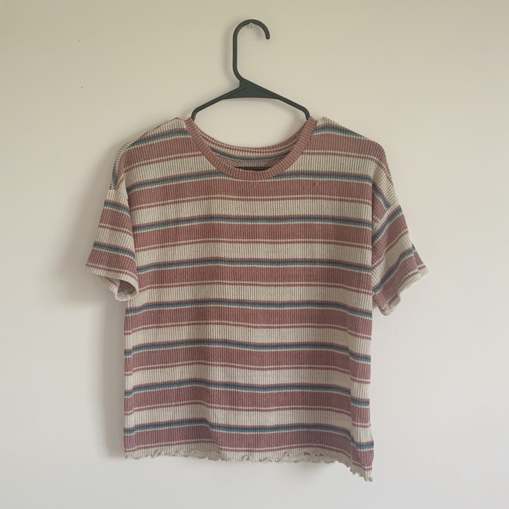 American eagle soft knit ribbed stripped tee
